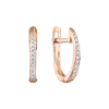 Product image 1 of the product “Earrings “Narrow with Stone Row” in 585 Rose Gold with Diamonds, Height 14 mm ”