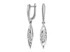 Product image 1 of the product “Earrings “Narrow Leaf with Stones” in 925 Sterling Silver with Cubic Zirconia, Height 33 mm ”