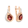 Product image 1 of the product “Earrings “Teardrop with Stone Wave” in 585 Rose Gold with Cubic Zirconia and Garnet ”