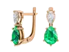 Product image 1 of the product “Earrings “Two Teardrops” in 585 Rose Gold with Diamonds and Emerald ”