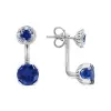 Product image 1 of the product “Stud Earrings “Blue Double Stone with Stone Halo” in 925 Sterling Silver with Cubic Zirconia ”
