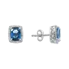 Product image 1 of the product “Stud Earrings “Cushion with Stone Halo” in 925 Sterling Silver with Cubic Zirconia and Topaz ”