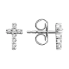 Product image 1 of the product “Stud Earrings “Cross with Stones” in 925 Sterling Silver with Cubic Zirconia ”