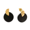 Product image 1 of the product “Stud Earrings “Onyx Disc with Crescent Moon” in Gold-Plated 925 Sterling Silver with Onyx ”