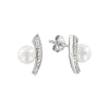 Artikelbild 1 des Artikels “Ohrstecker „Perle an Steg“ aus 925 Silber mit Zirkonia und Perlen “