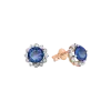 Product image 1 of the product “Stud Earrings “Solitaire with Stone Halo” in 585 Two-Tone Gold with Cubic Zirconia and Sapphire ”