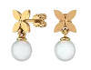 Product image 1 of the product “Stud Earrings “Quatrefoil with Hanging Pearl” in 585 Yellow Gold with Pearls ”