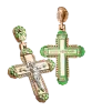 Product image 1 of the product “Orthodox Cross Pendant “Crucifixion of Christ” in 925 Sterling Silver, Plated with 999 Rose Gold, Set with Cubic Zirconia and Enamel, Height 42 mm ”