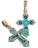 Product image 1 of the product “Orthodox Cross Pendant “Crucifixion of Christ” in 925 Sterling Silver, Plated with 999 Rose Gold, with Enamel, Height 36 mm ”