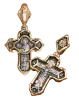 Product image 1 of the product “Orthodox Cross Pendant “Crucifixion of Christ” and “St Theodore Ushakov” in 925 Sterling Silver, Plated with 999 Rose Gold ”