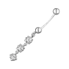 Product image 1 of the product “Piercing “Hanging Banana with Three Stones” in 925 Sterling Silver with Cubic Zirconia ”