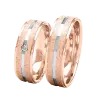 Product image 1 of the product “Wedding Ring “With White Gold Stripe and Stone” in 585 Two-Tone Gold ”