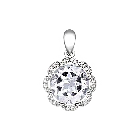 Artikelbild 1 des Artikels “Anhänger „Bergkristall im Blütenkranz“ aus 925 Silber mit Zirkonia “