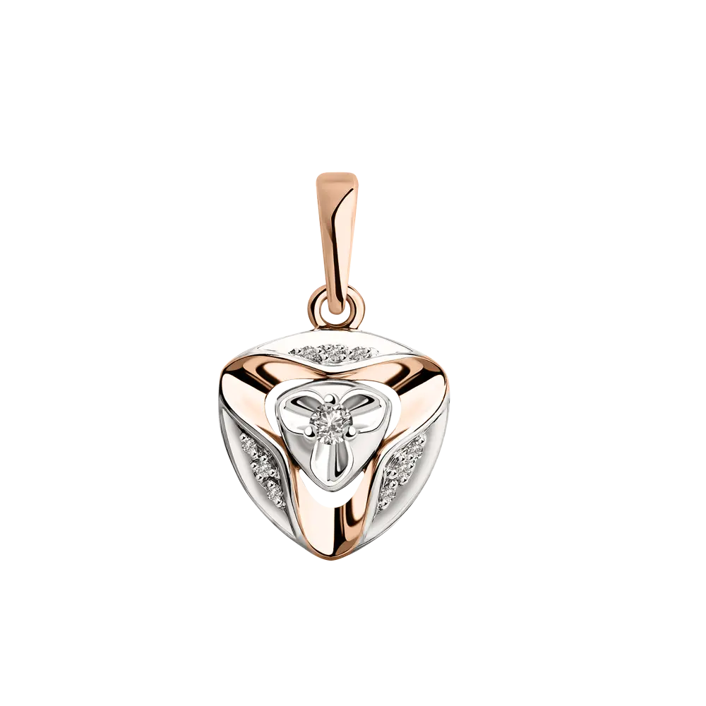 Artikelbild 1 des Artikels “Anhänger „Dreieck mit Ornament“ aus 585 Bicolor-Gold mit Brillanten “