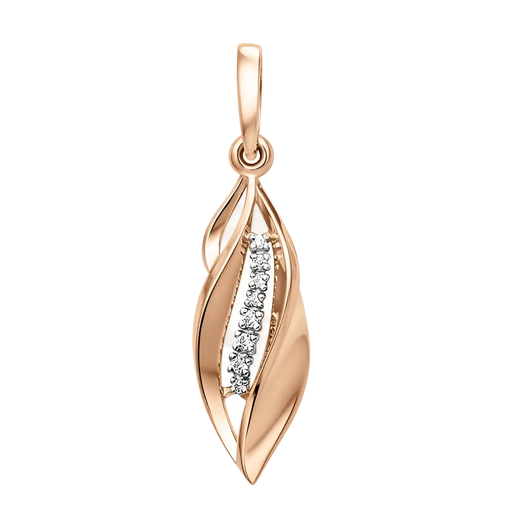 Product image 1 of the product “Pendant “Flame with Stone Row” in 585 Rose Gold with Cubic Zirconia ”