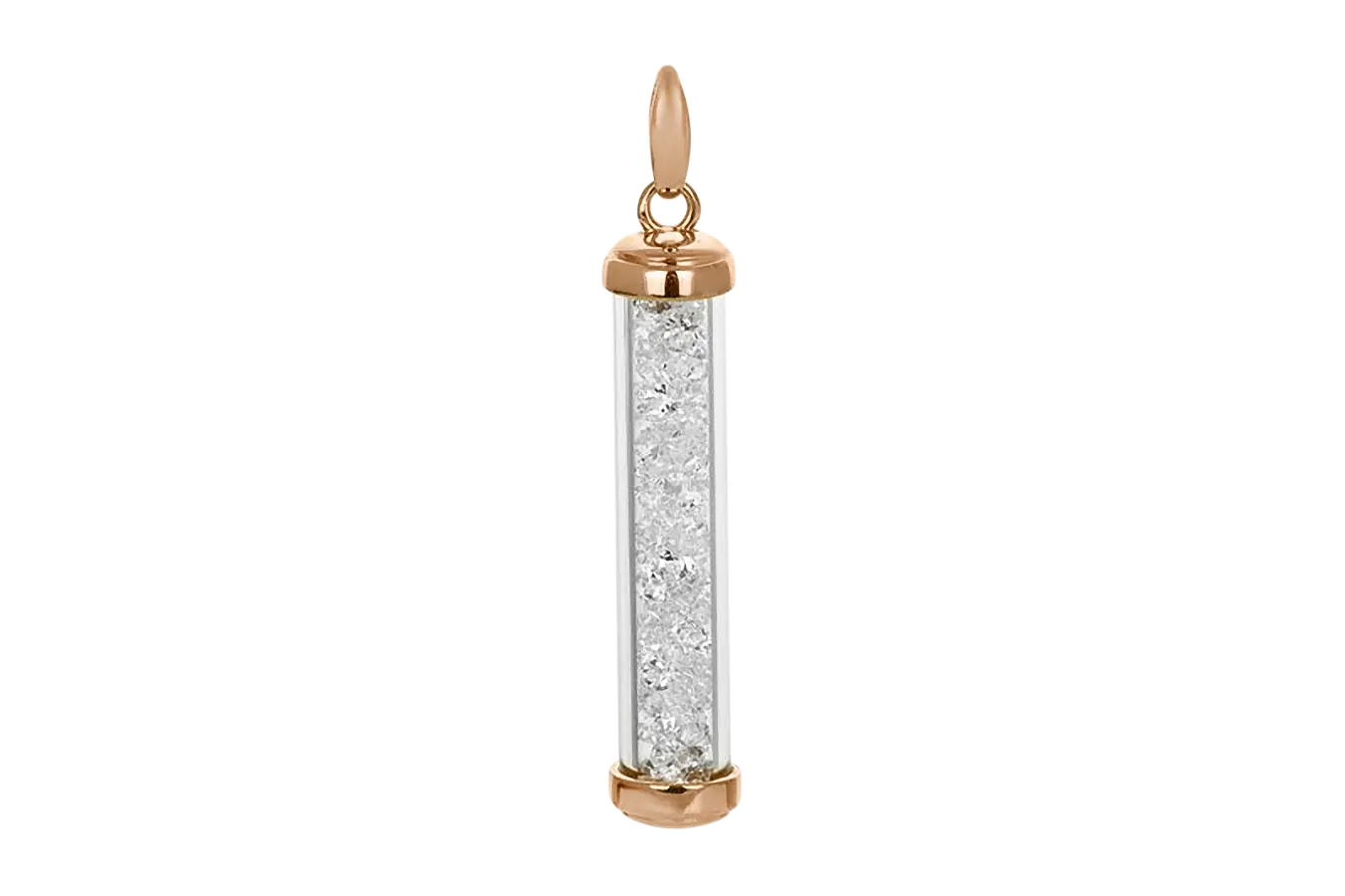 Product image 1 of the product “Pendant “Glass Tube with Crystals” in Gold-Plated 925 Sterling Silver with Jewellery Glass, Height 39 mm ”