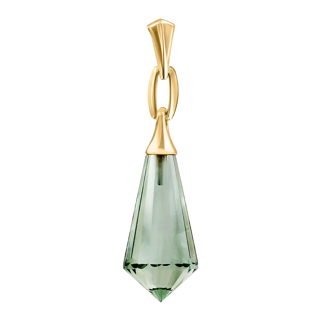 Product image 1 of the product “Pendant “Green Crystal Point” in 585 Yellow Gold with Amethyst ”