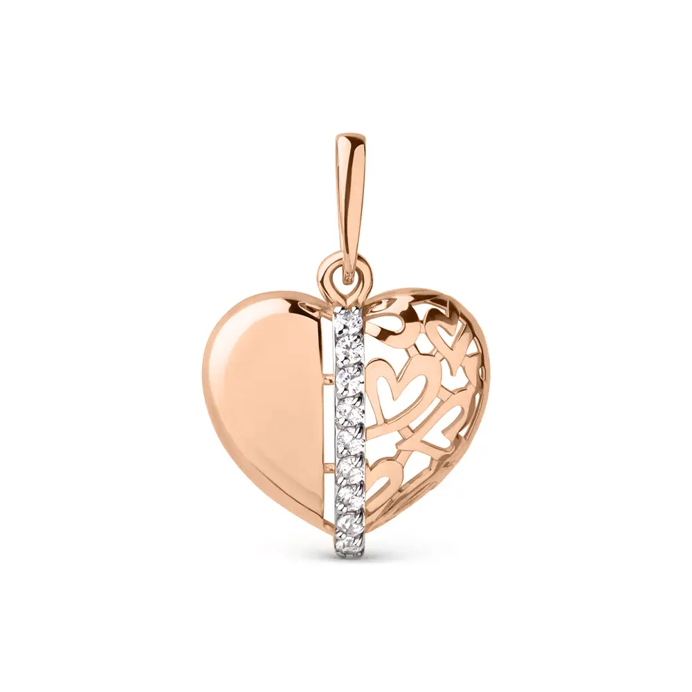 Artikelbild 1 des Artikels “Anhänger „Herz halb durchbrochen“ aus 585 Rotgold mit Zirkonia “