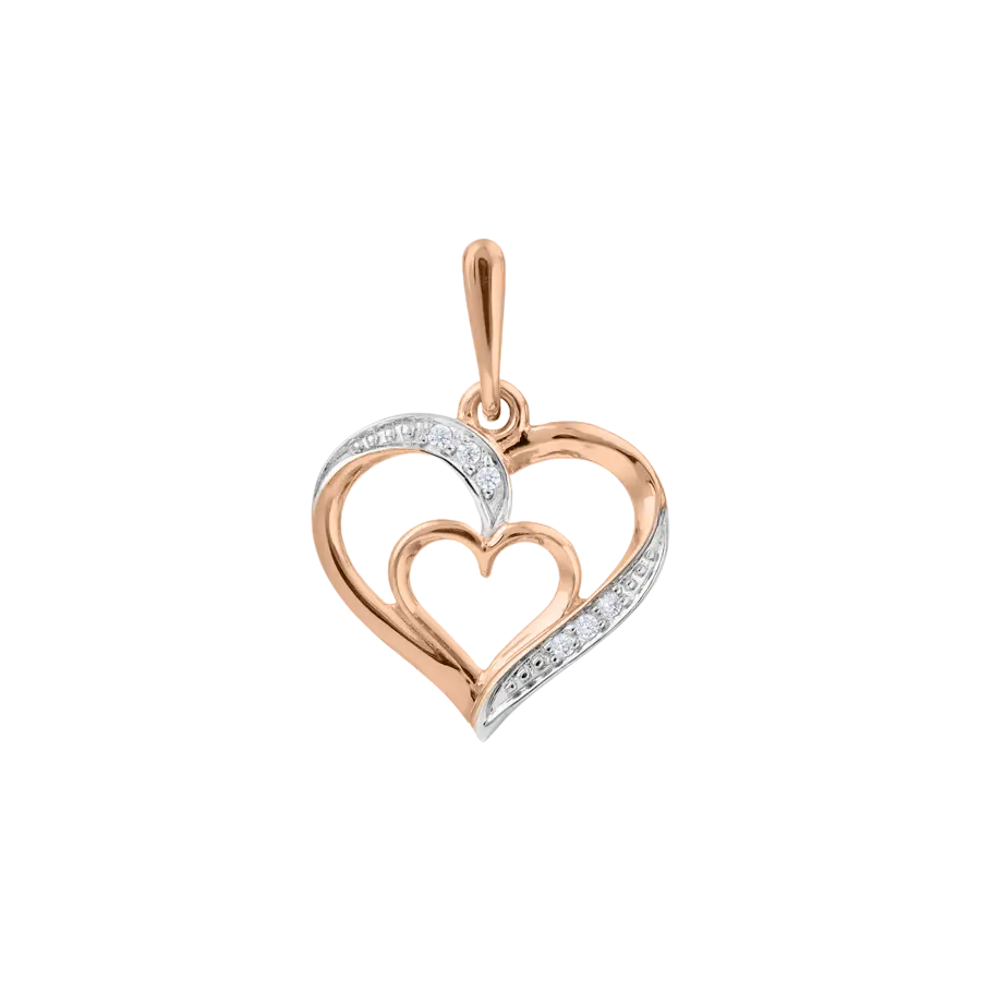Product image 1 of the product “Pendant “Heart in Heart” in 585 Rose Gold with Cubic Zirconia ”