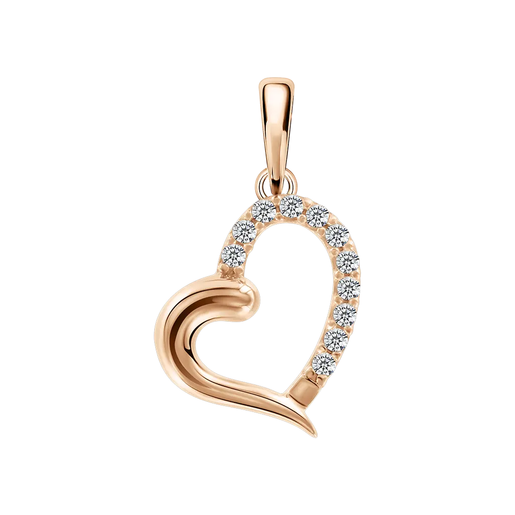 Artikelbild 1 des Artikels “Anhänger „Herz mit Steinreihe“ aus 585 Rotgold mit Zirkonia, Höhe 22 mm “