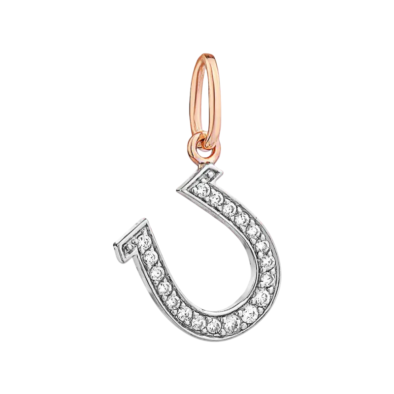 Product image 1 of the product “Pendant “Horseshoe with Stones” in 585 White Gold with Cubic Zirconia ”