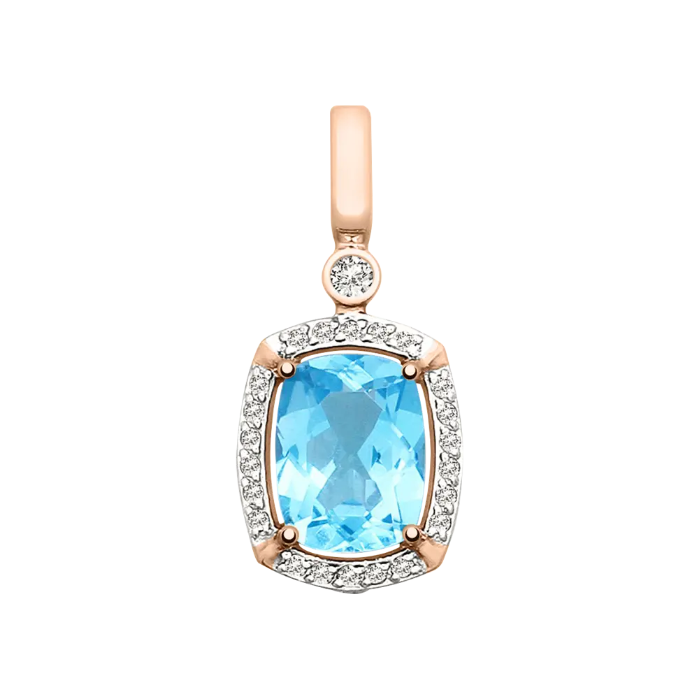 Product image 1 of the product “Pendant “Cushion Topaz with Stone Halo” in 585 Rose Gold with Cubic Zirconia and Topaz ”
