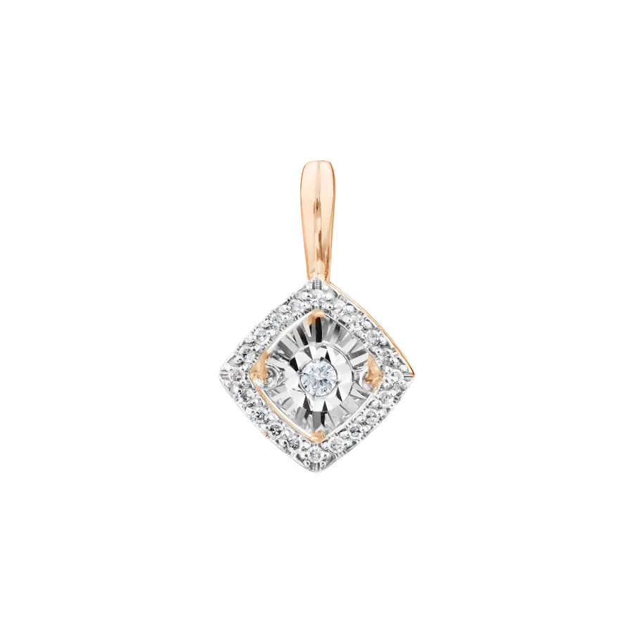 Product image 1 of the product “Pendant “Small Rhombus with Stone Edge” in 585 Rose Gold with Diamonds ”