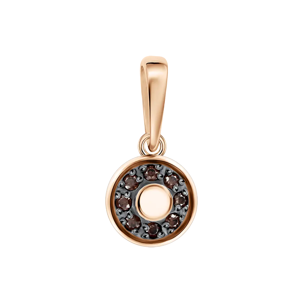 Artikelbild 1 des Artikels “Anhänger „Kreis mit dunklen Steinen“ aus 585 Rotgold mit Zirkonia “