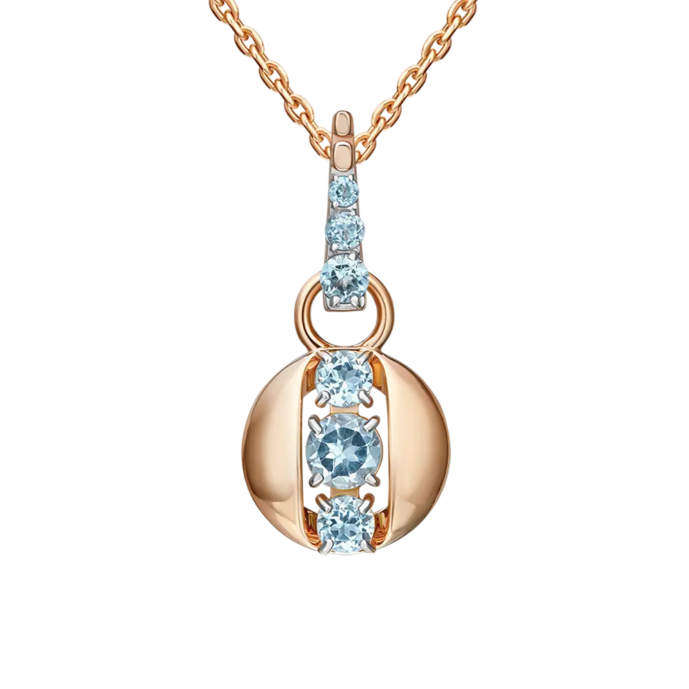 Product image 1 of the product “Pendant “Ball with Stones” in 585 Rose Gold with Topaz ”