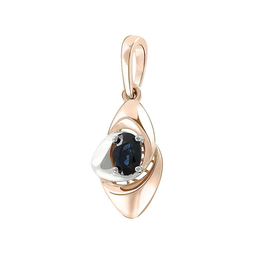 Product image 1 of the product “Pendant “Oval with Sweep” in 585 Two-Tone Gold with Sapphire ”