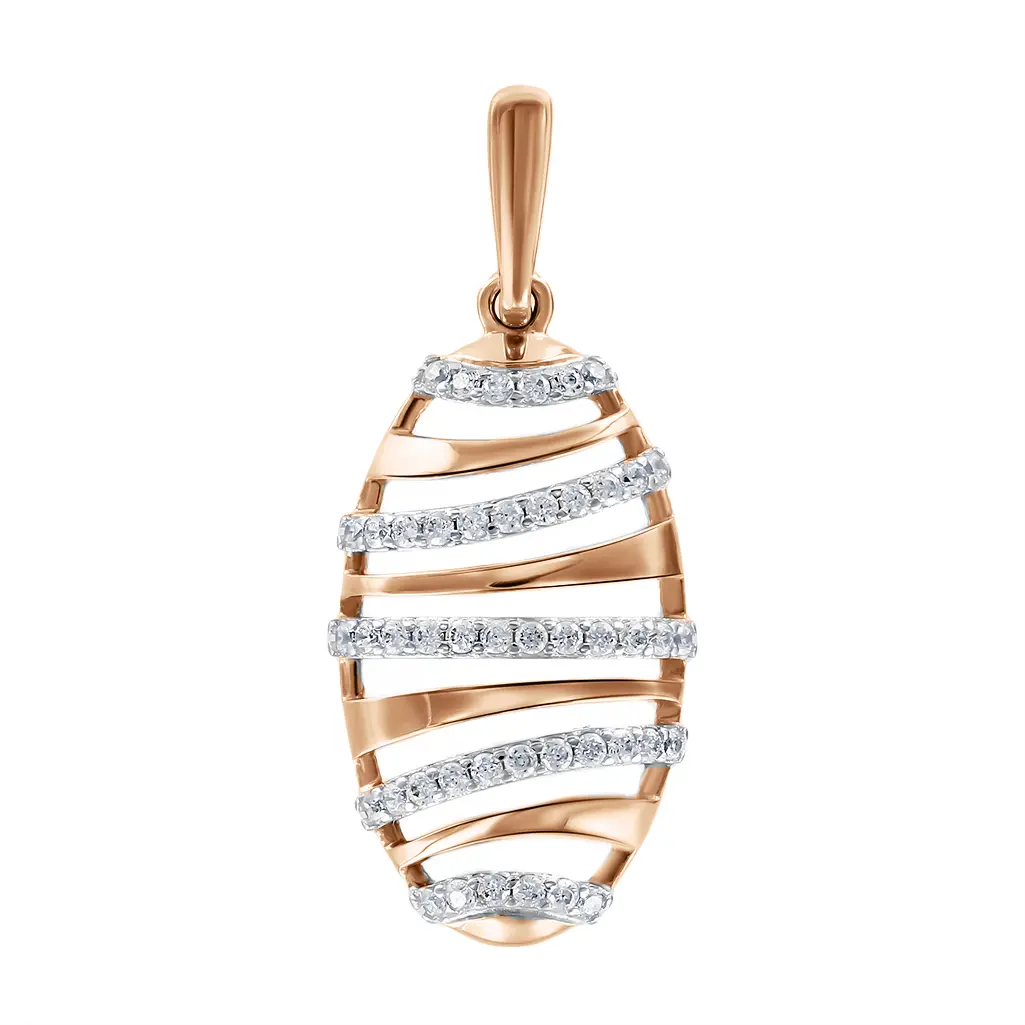 Artikelbild 1 des Artikels “Anhänger „Oval mit Steinbändern“ aus 585 Rotgold mit Zirkonia “