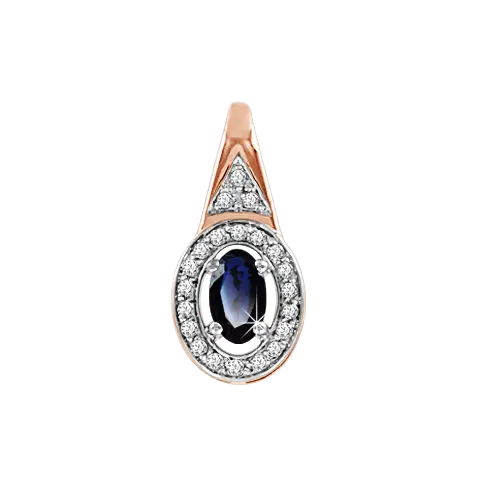 Product image 1 of the product “Pendant “Oval with Stone Halo” in 585 Rose Gold with Diamonds and Sapphire ”