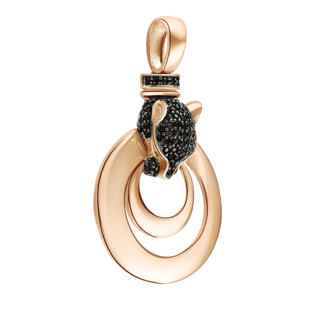 Product image 1 of the product “Pendant “Panther with Black Stones” in 585 Rose Gold with Cubic Zirconia ”