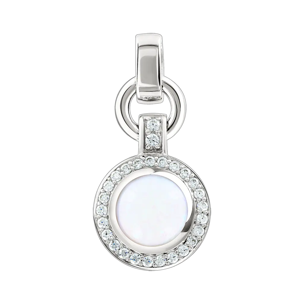 Artikelbild 1 des Artikels “Anhänger „Perle im Steinkranz“ aus 925 Silber mit Zirkonia und Mondstein “