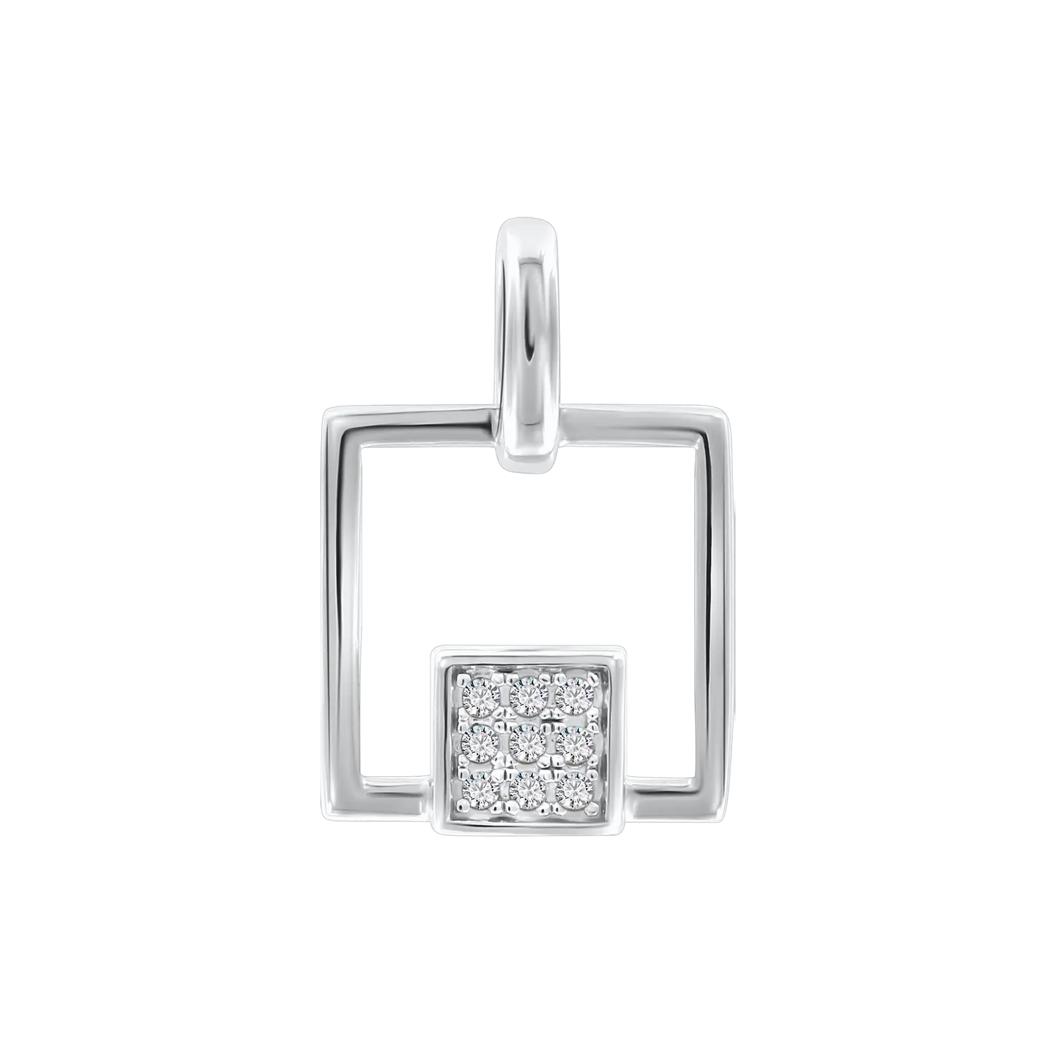 Product image 1 of the product “Pendant “Square with Stone Block” in 925 Sterling Silver with Cubic Zirconia ”