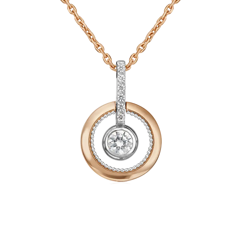 Product image 1 of the product “Pendant “Ring with Solitaire” in 585 Rose Gold with Cubic Zirconia, Height 20 mm ”