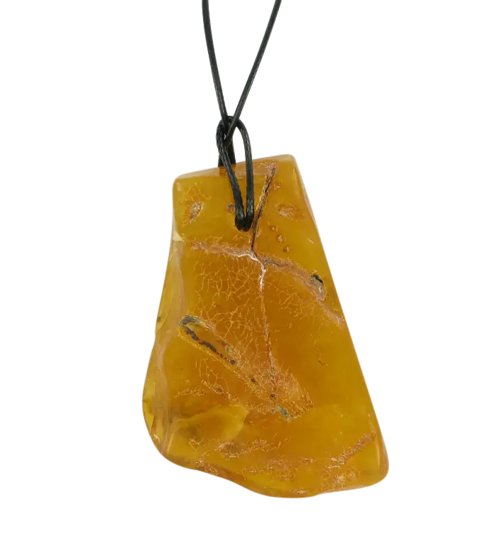 Product image 1 of the product “Pendant “Rough Stone on Cord” with Amber, Length 60 mm ”
