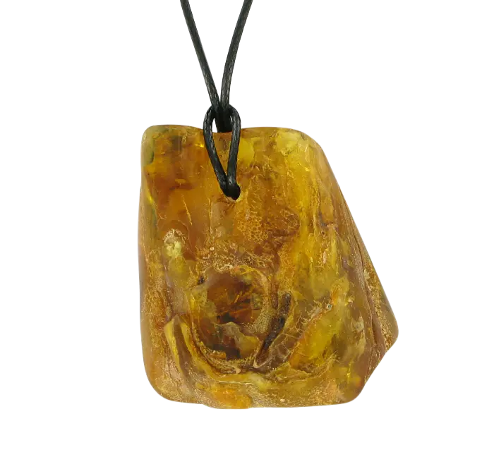 Product image 1 of the product “Pendant “Rough Stone on Cord” with Amber, Length 42 mm ”