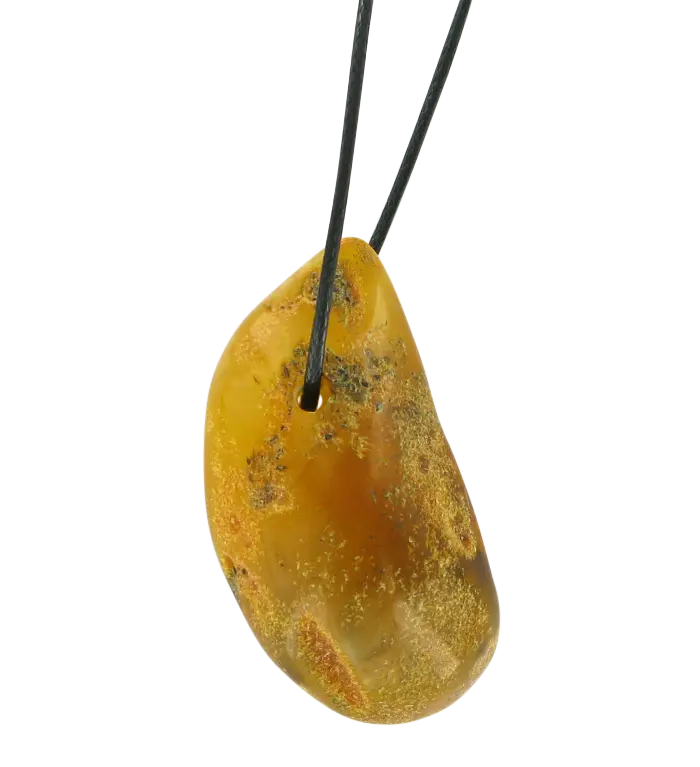 Product image 1 of the product “Pendant “Rough Stone on Cord” with Amber, Length 43 mm ”