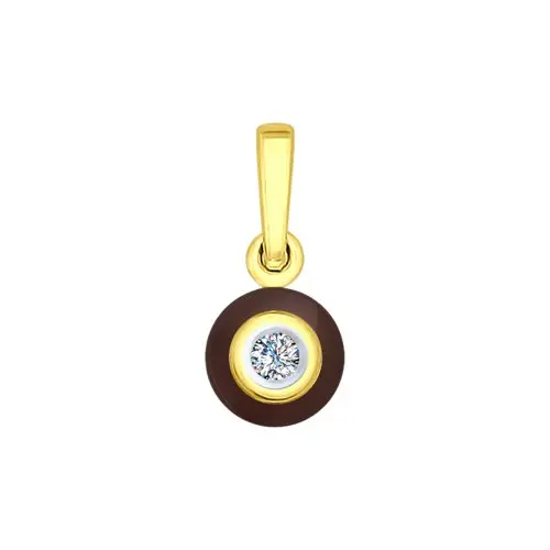 Product image 1 of the product “Pendant “Round with Ceramic and Diamond” in 585 Yellow Gold with Diamonds ”