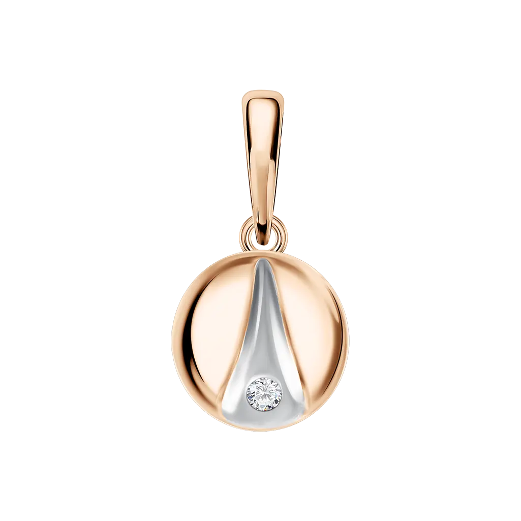 Artikelbild 1 des Artikels “Anhänger „Runde Scheibe mit Stein“ aus 585 Rotgold mit Zirkonia “