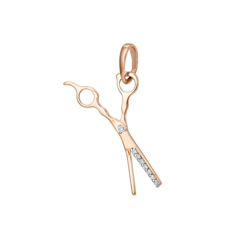 Artikelbild 1 des Artikels “Anhänger „Schere“ aus 585 Rotgold mit Zirkonia “