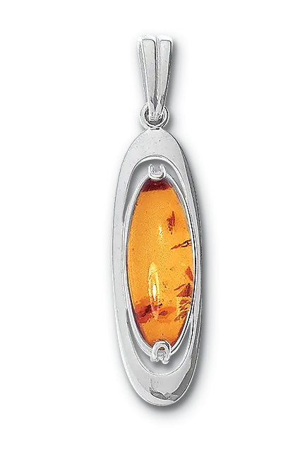 Product image 1 of the product “Pendant “Narrow Oval” in 925 Sterling Silver with Amber ”