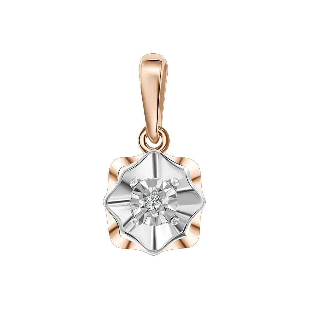 Artikelbild 1 des Artikels “Anhänger „Solitär in Blüte“ aus 585 Bicolor-Gold mit Brillanten, Höhe 18 mm “