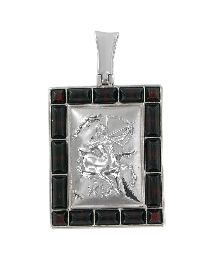 Product image 1 of the product “Zodiac Sign Pendant Sagittarius in 925 Sterling Silver with Genuine Amber, Height 41 mm ”