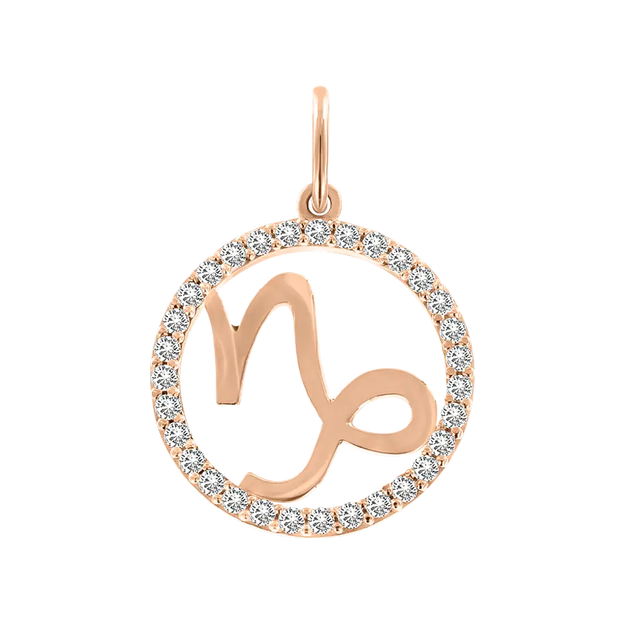 Product image 1 of the product “Zodiac Sign Pendant Capricorn in 585 Rose Gold with Cubic Zirconia, Height 21 mm ”