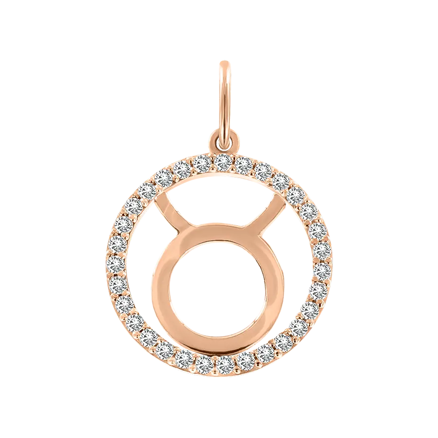 Product image 1 of the product “Zodiac Sign Pendant Taurus in 585 Rose Gold with Cubic Zirconia, Height 21 mm ”