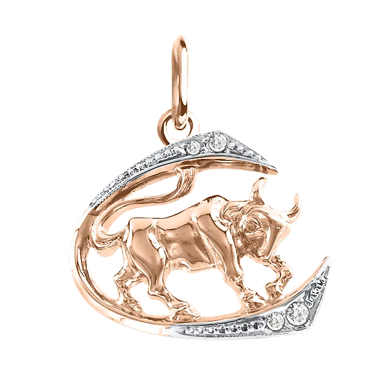 Product image 1 of the product “Zodiac Sign Pendant Taurus in 585 Rose Gold with Cubic Zirconia, Height 24 mm ”
