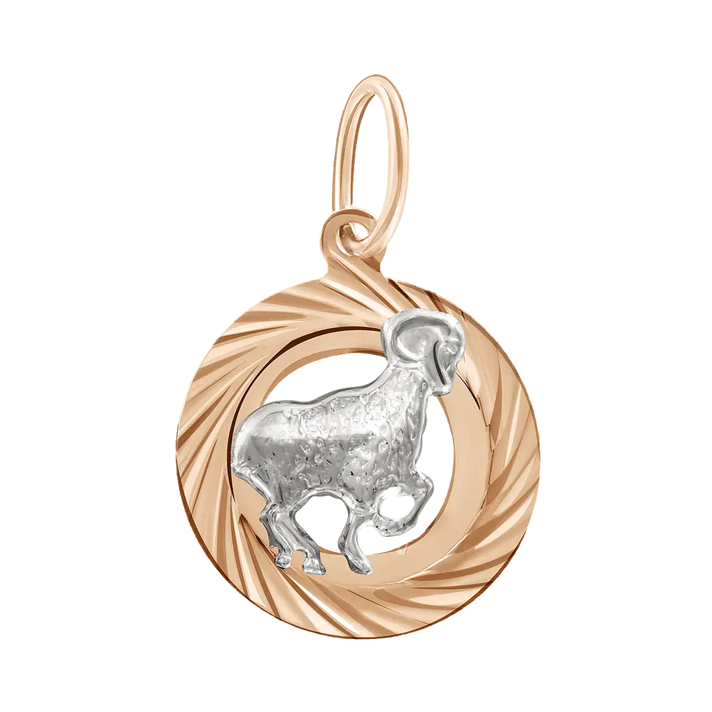 Product image 1 of the product “Zodiac Sign Pendant Aries in 585 Two-Tone Gold, Height 26 mm ”