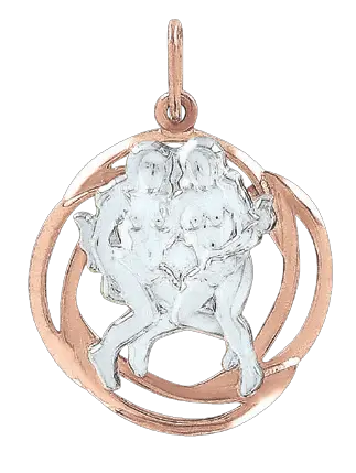 Product image 1 of the product “Zodiac Sign Pendant Gemini in 585 Two-Tone Gold, Height 30 mm ”